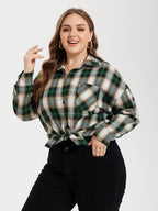Plaid Pocket Drop Shoulder Blouse