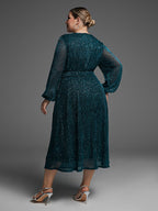 VIP Pocket Elastic Waist Split Sequin Dress