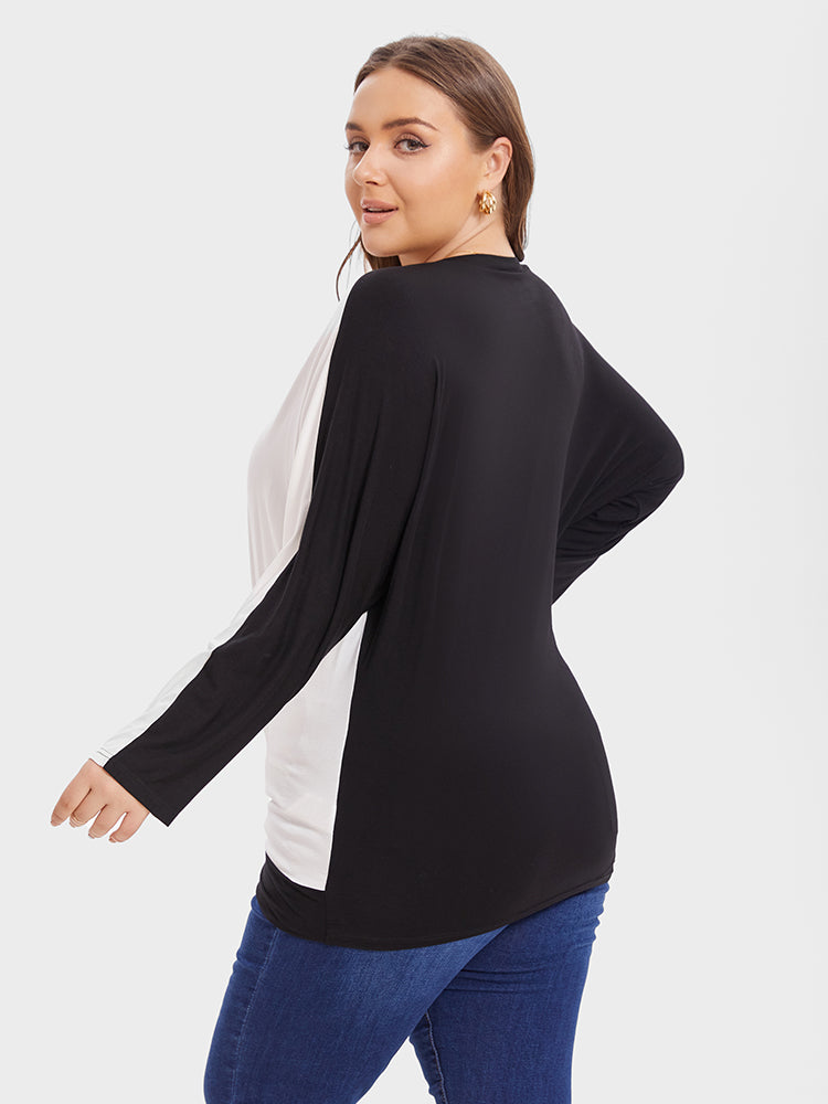 VIP Two Tone Dolman Sleeve Ruched Tee