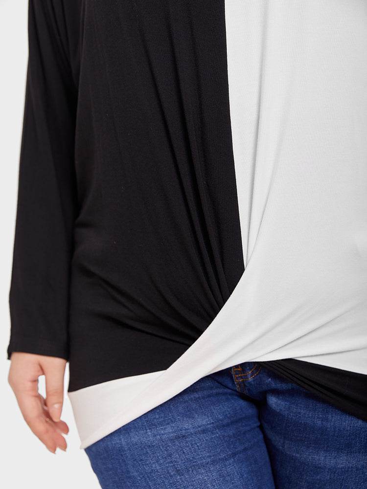VIP Two Tone Dolman Sleeve Ruched Tee
