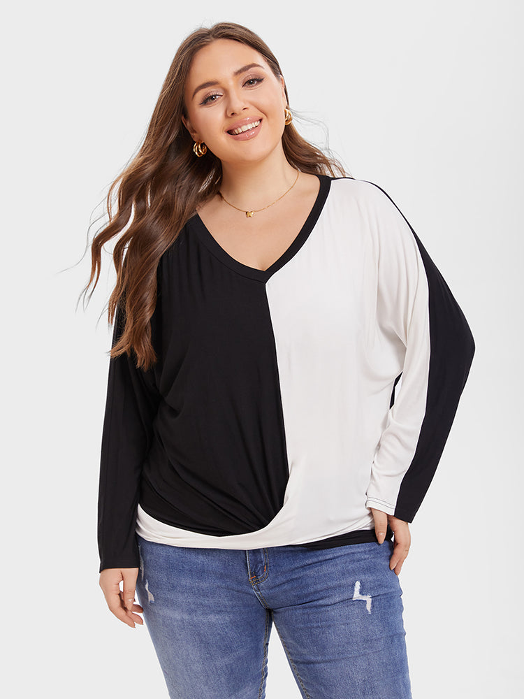 VIP Two Tone Dolman Sleeve Ruched Tee