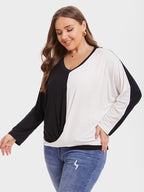 VIP Two Tone Dolman Sleeve Ruched Tee