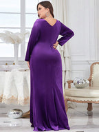 V-Neck Velvet Belt Maxi Dress